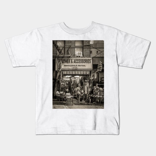 Old Vintage New York City Manhattan Street Kids T-Shirt by eleonoraingrid